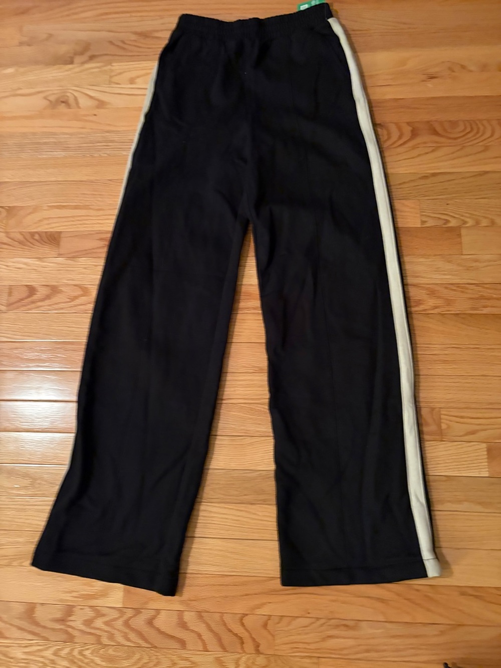 GAP Black Wide-Leg Pants with white Side Stripe